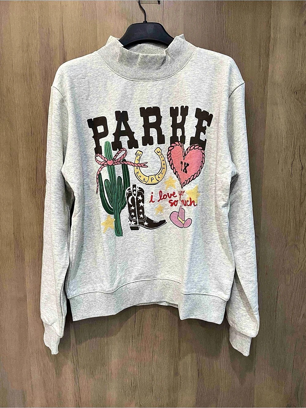 PARKE Graphic Crewneck Sweatshirt Gray & Pink Like New
